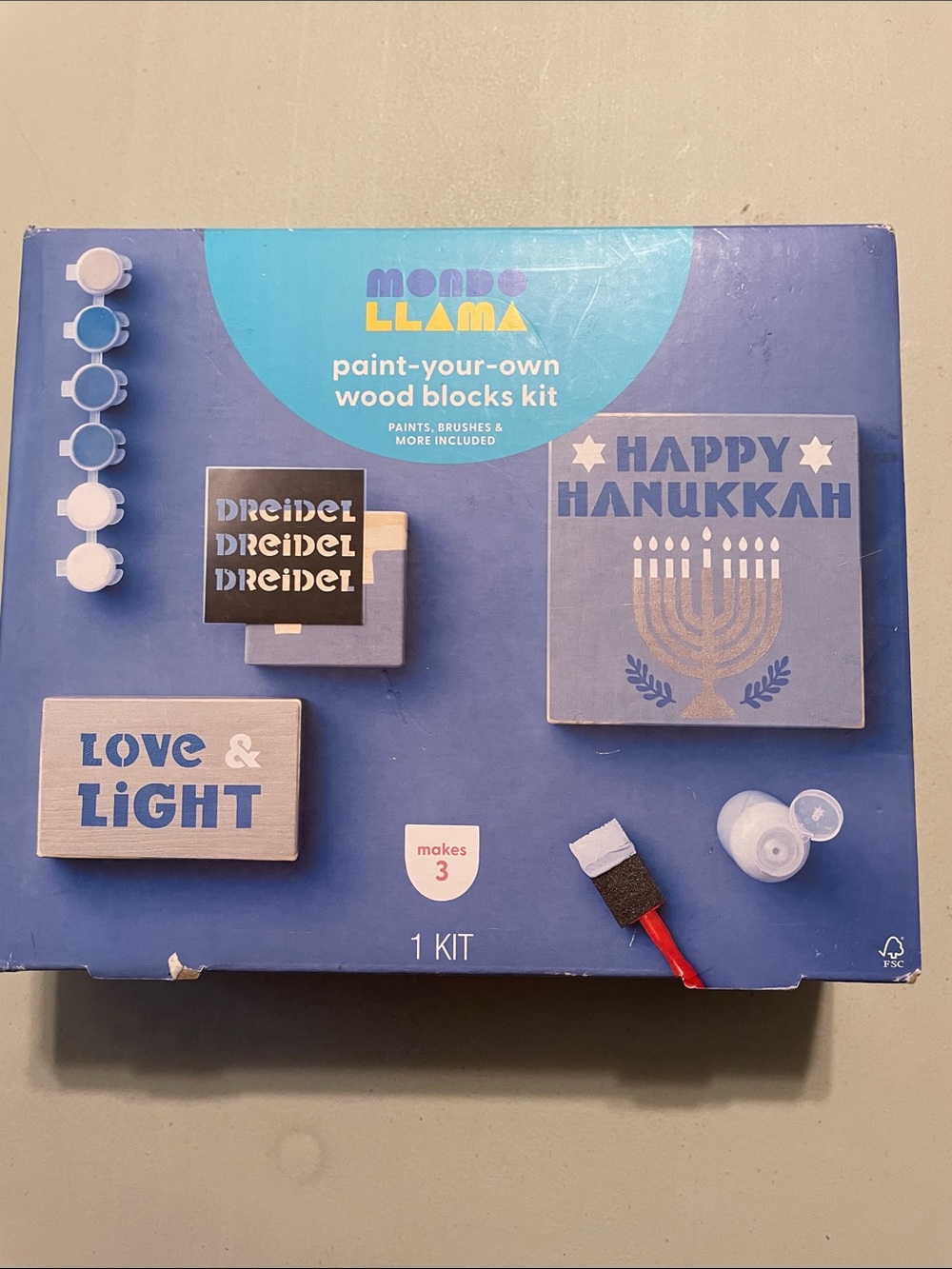 Mondo Llama Wood Block Craft Kit Hanukkah New